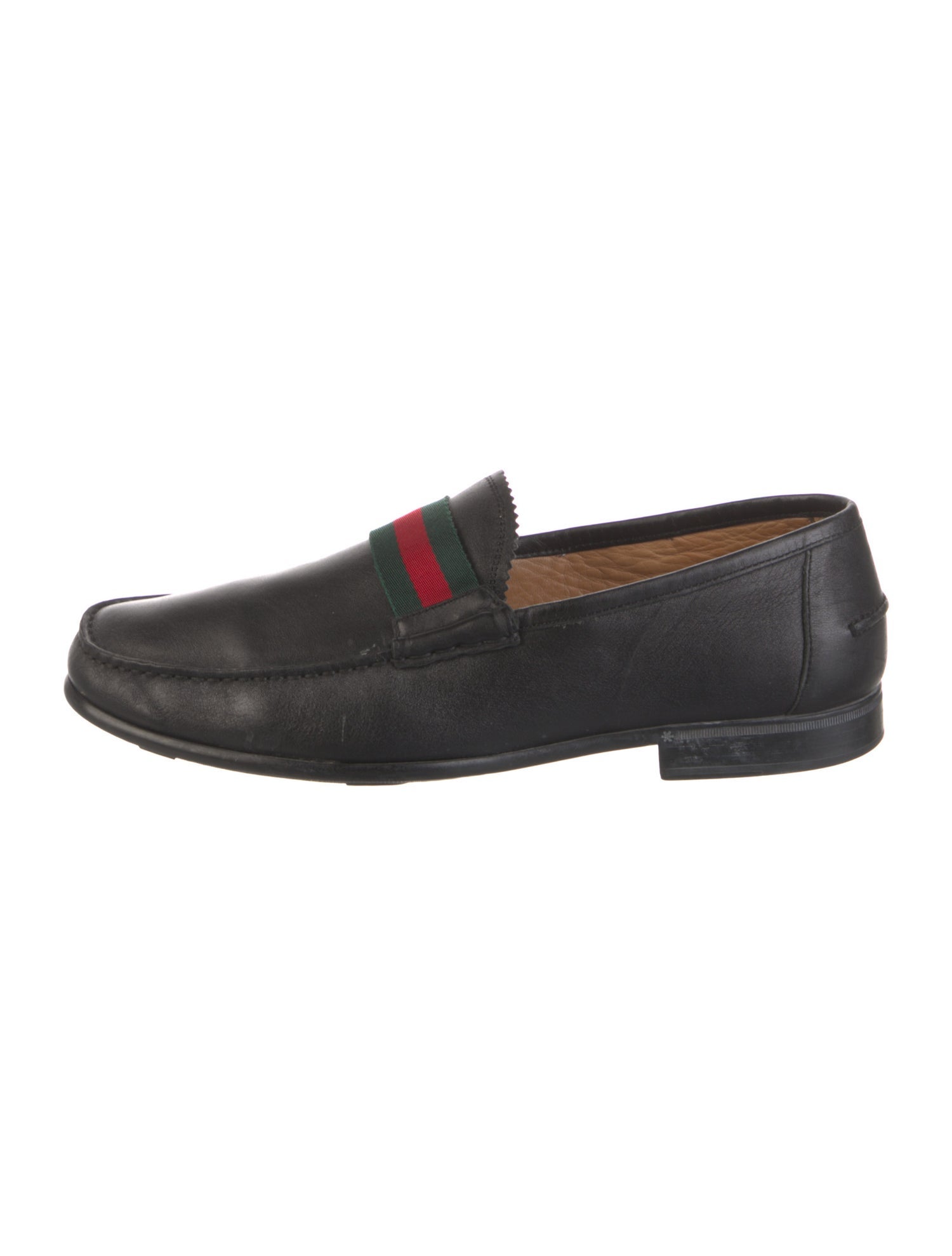 Gucci Web Accent Leather Dress Loafers