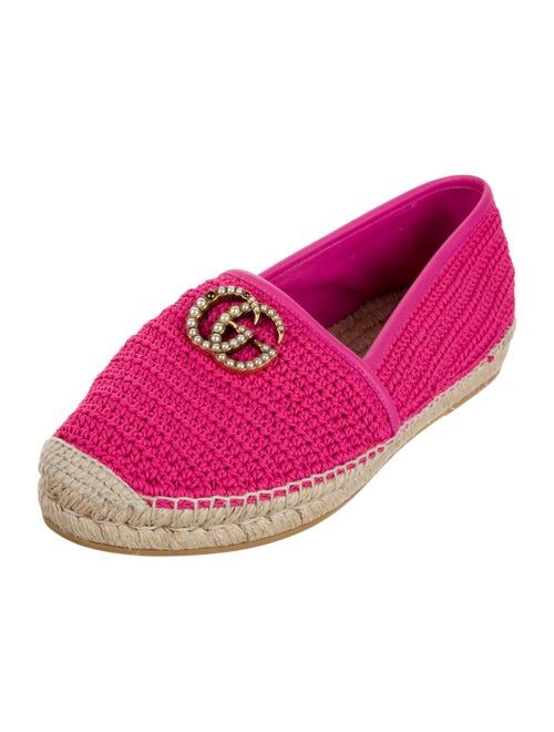 Gucci Faux Pearl Accents Whipstitch Trim Espadrilles