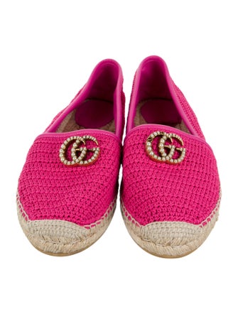 Gucci Faux Pearl Accents Whipstitch Trim Espadrilles