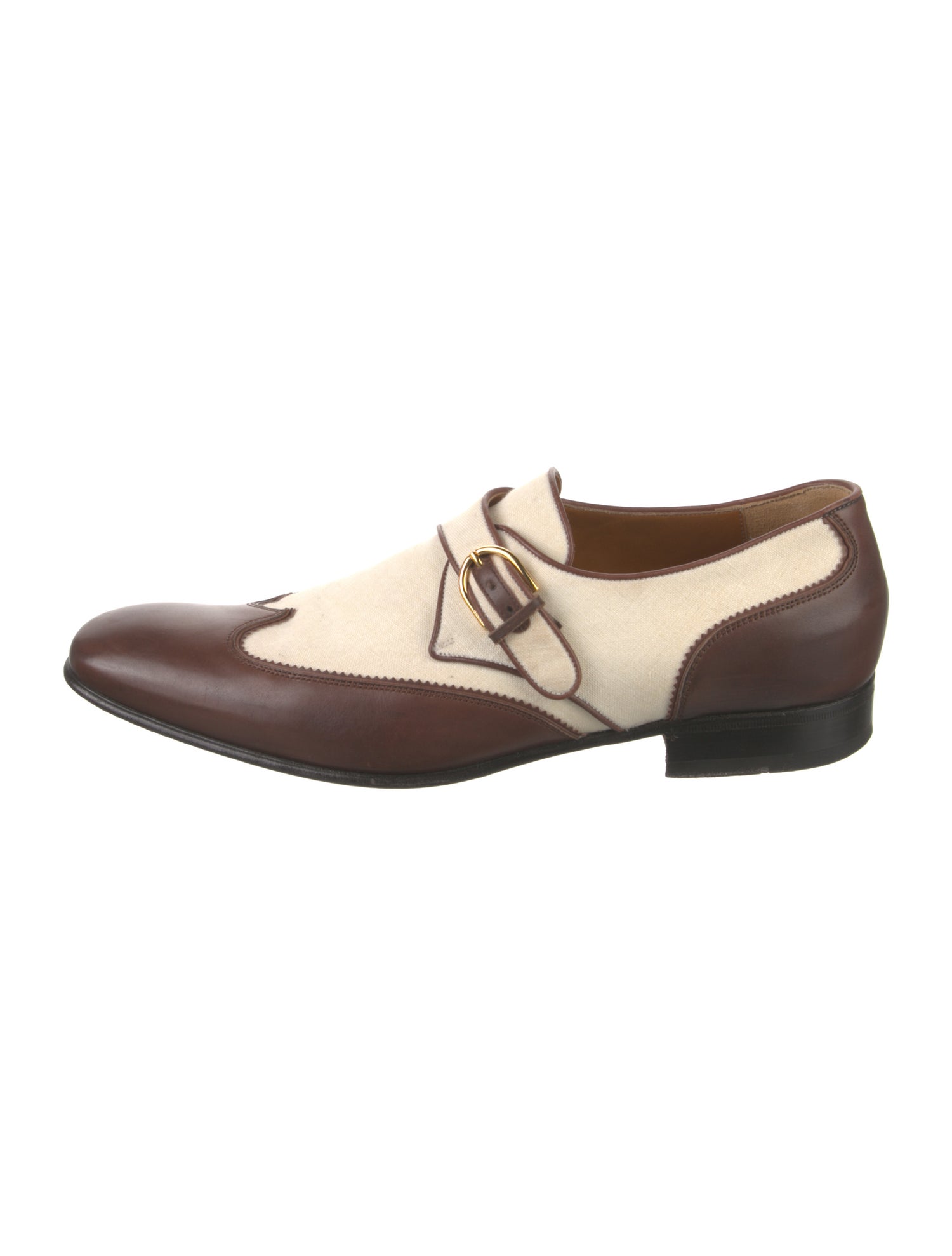 Gucci Leather Colorblock Pattern Monk Straps