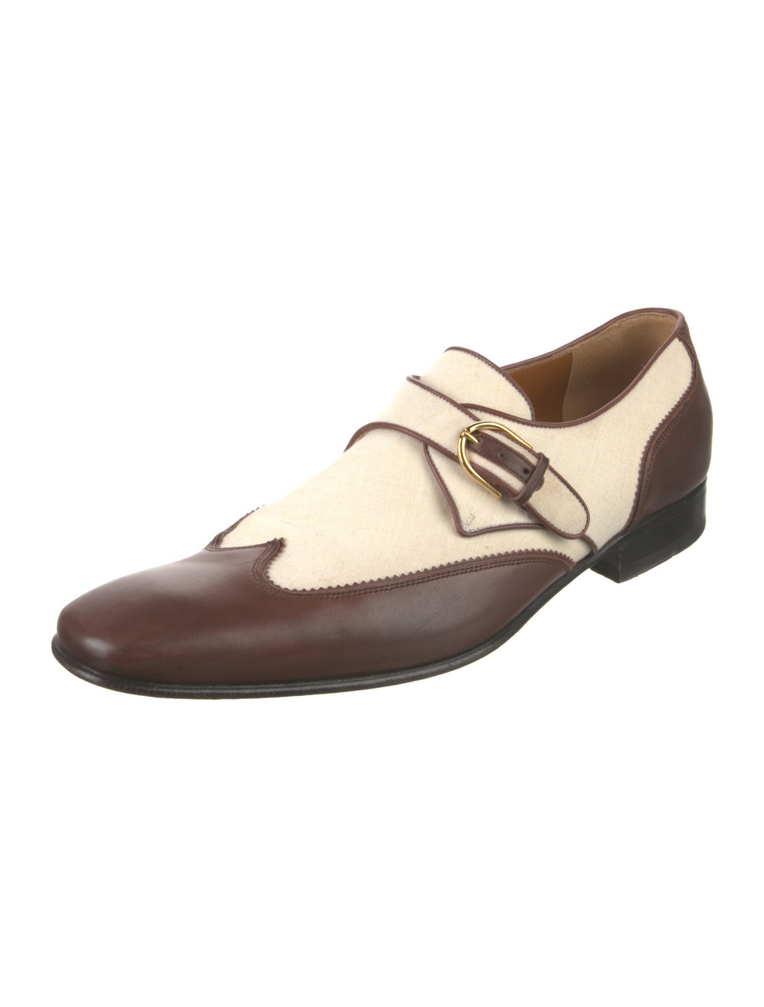 Gucci Leather Colorblock Pattern Monk Straps