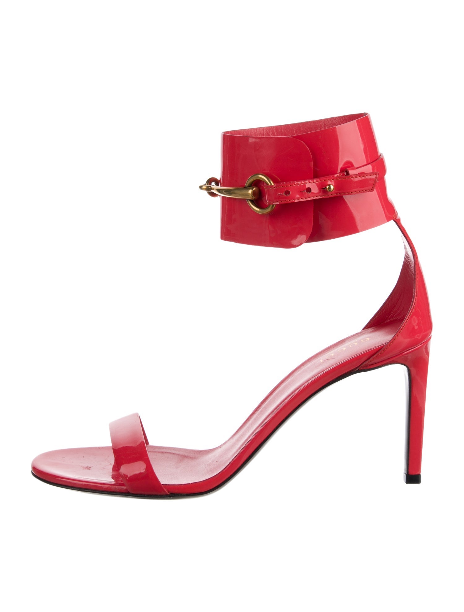 Gucci Horsebit Accent Patent Leather Sandals
