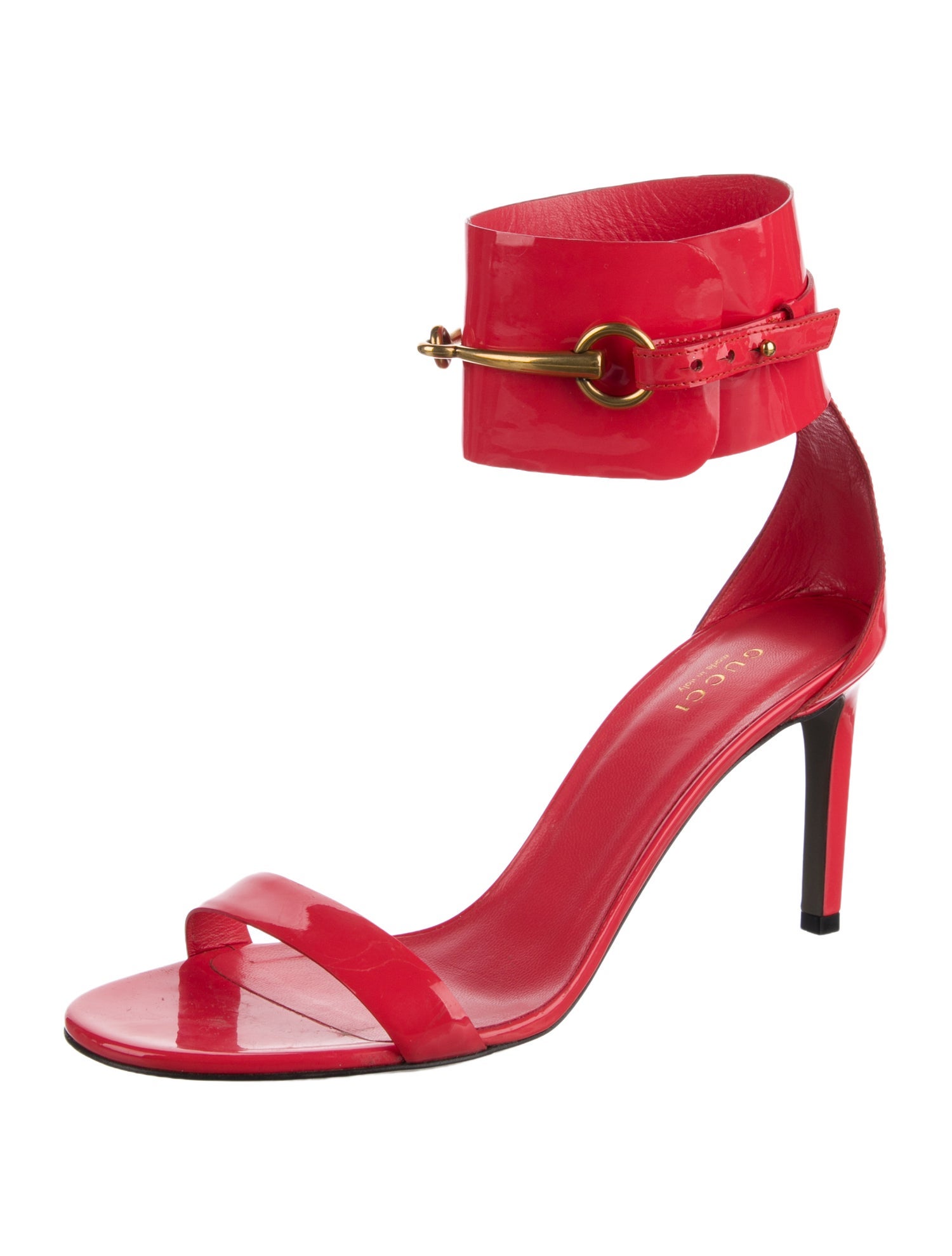 Gucci Horsebit Accent Patent Leather Sandals