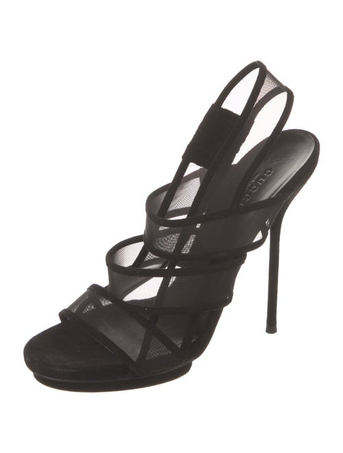 Gucci Mesh Mesh Accents Slingback Sandals