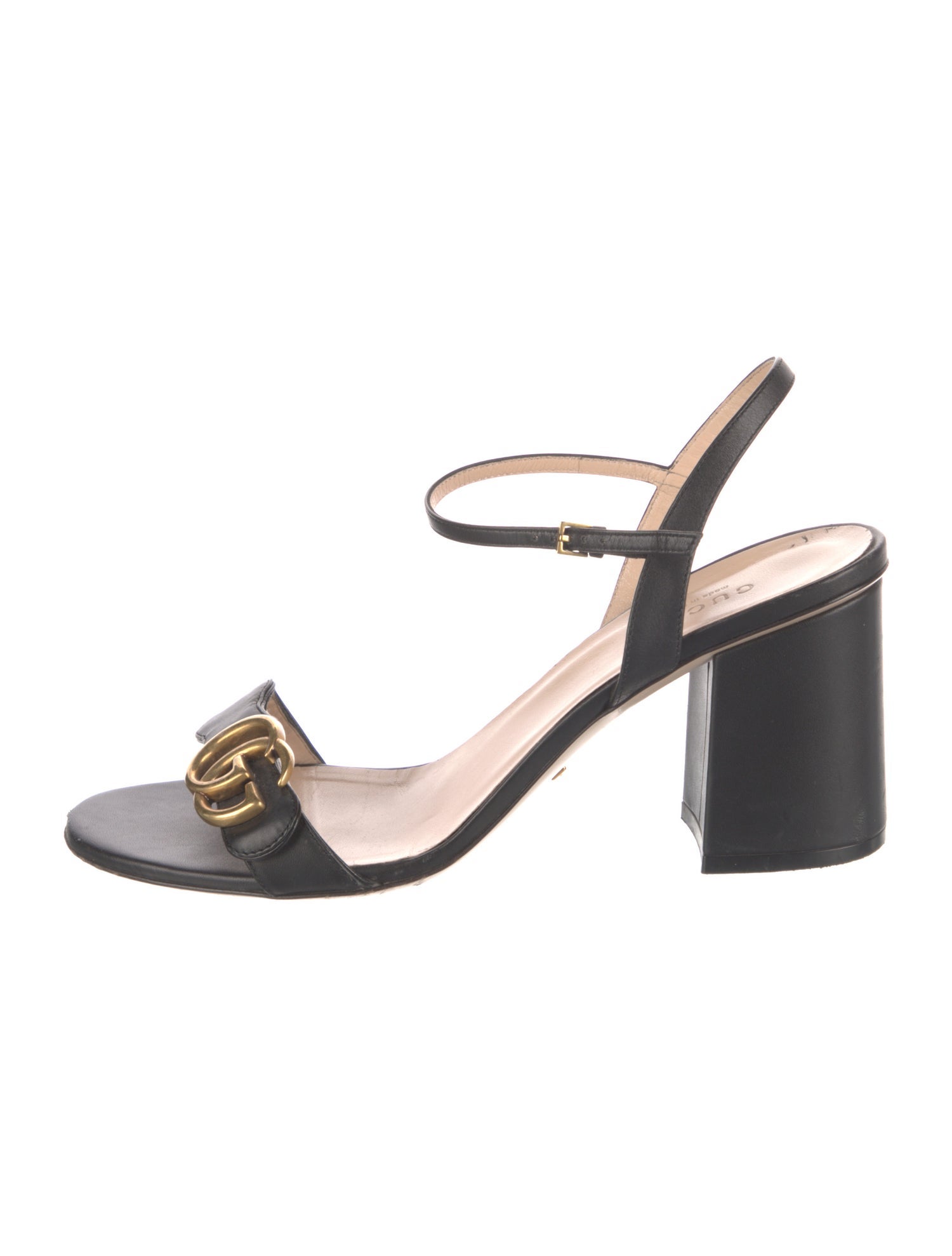 Gucci Double G Logo Leather Slingback Sandals