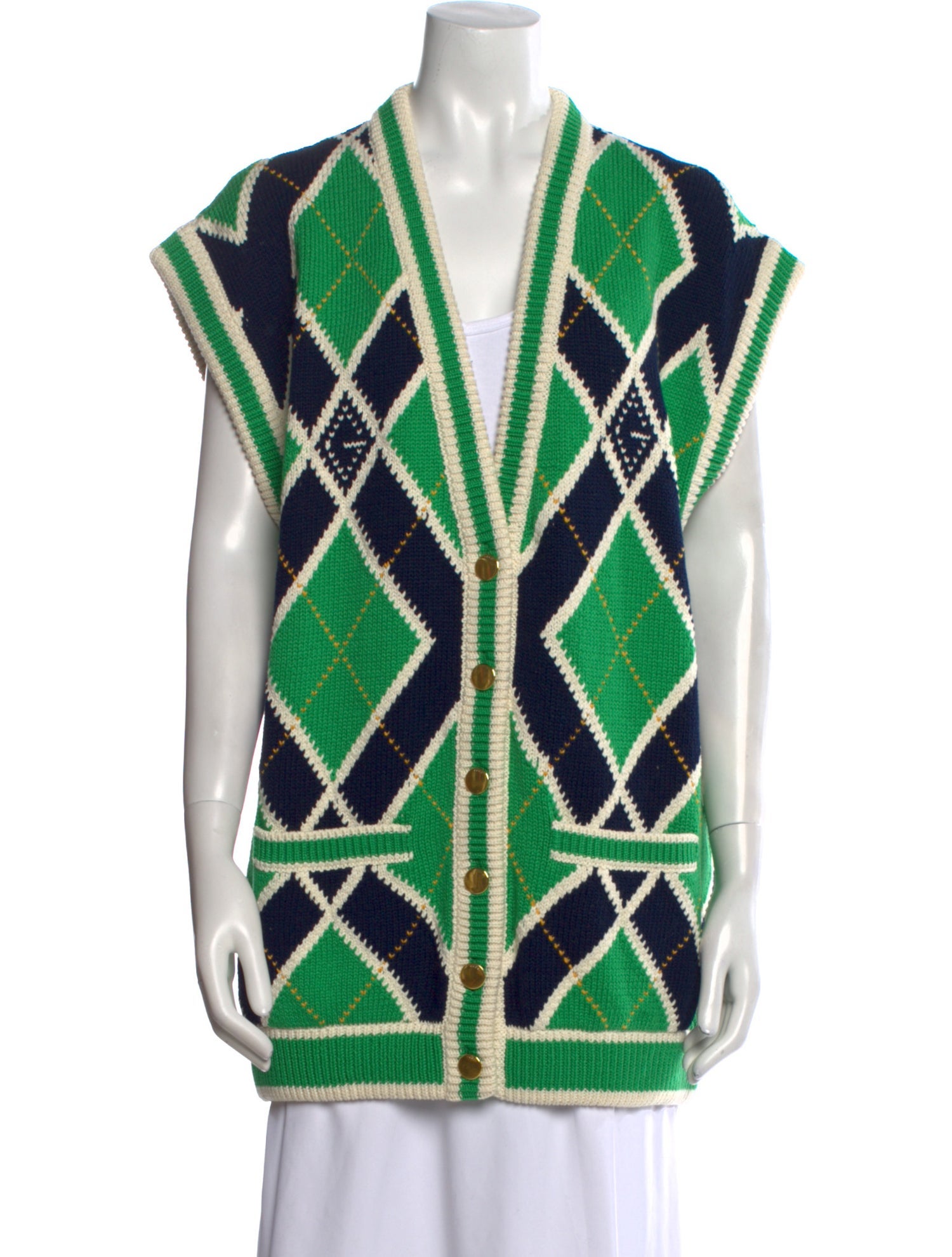 Gucci GG Argyle Sweater Vest Printed Sweater