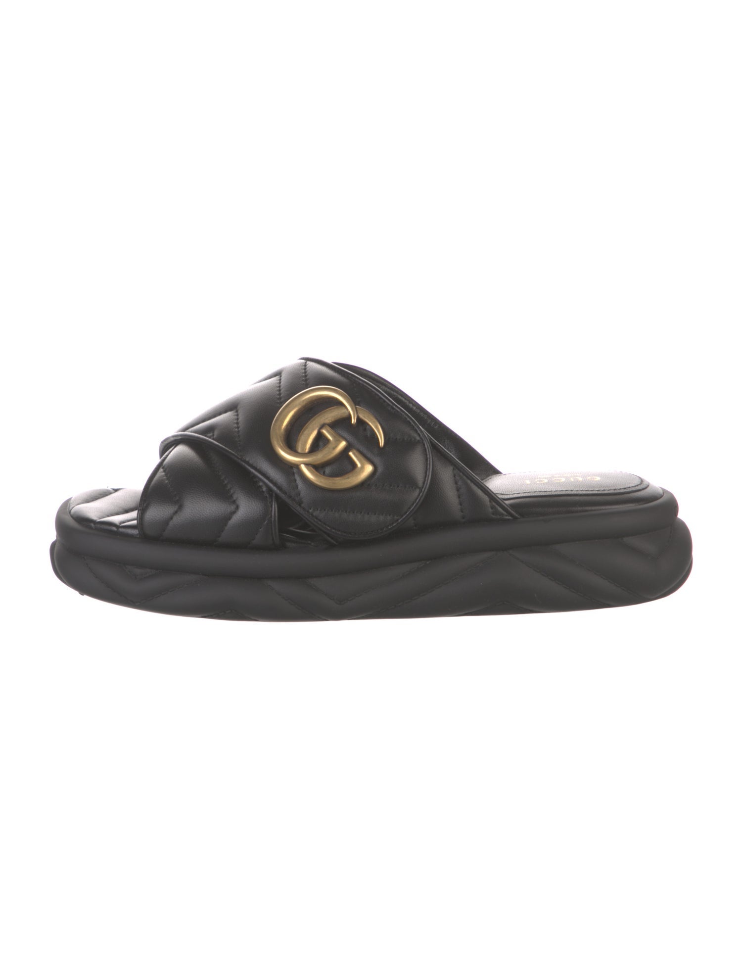 Gucci Running GG Logo Leather Slides