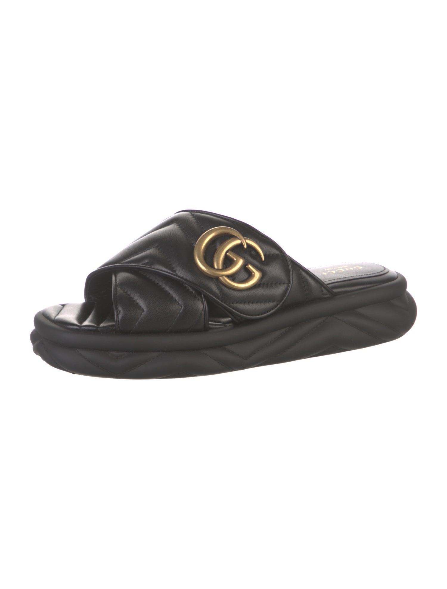 Gucci Running GG Logo Leather Slides
