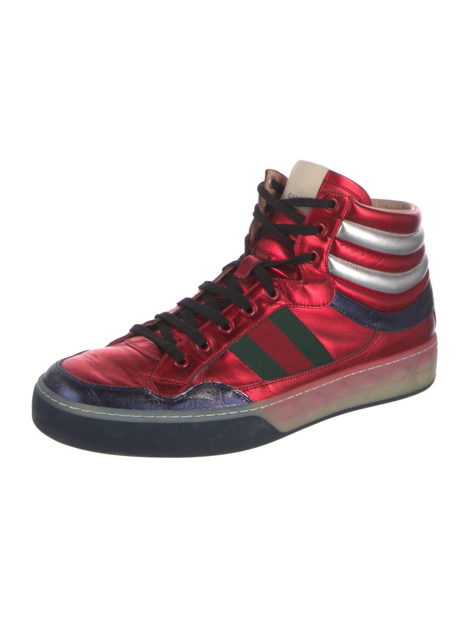 Gucci Web Accent Leather Sneakers