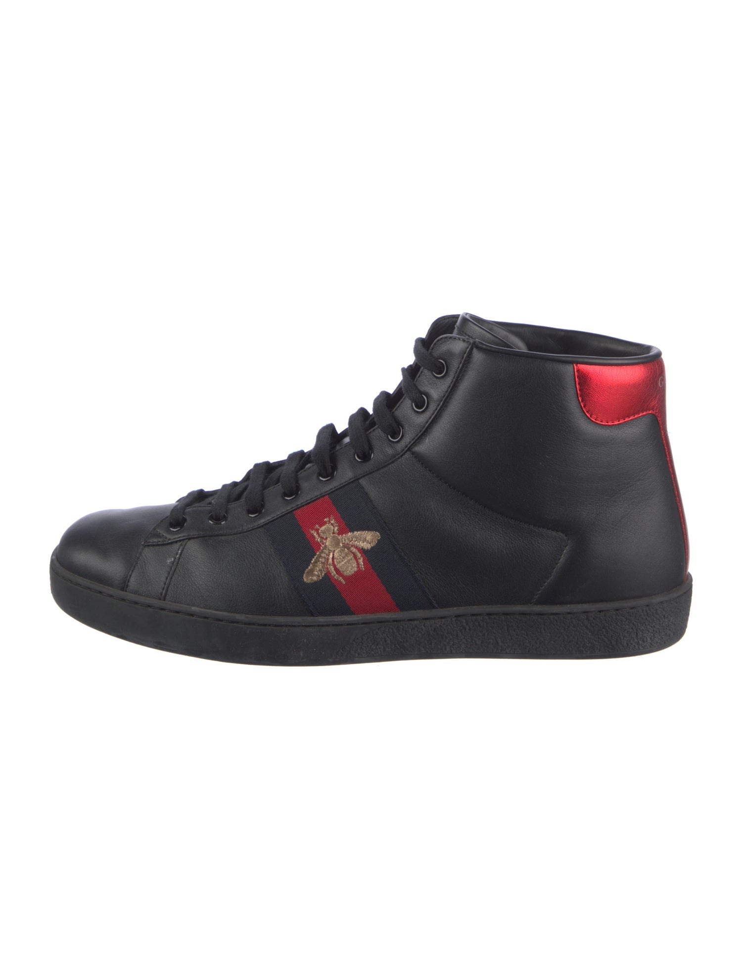 Gucci Web Accent Leather Sneakers
