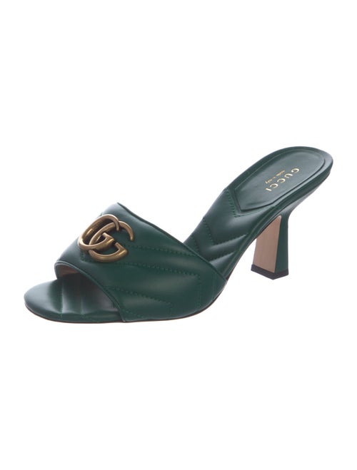 Gucci Double G Logo Leather Slides