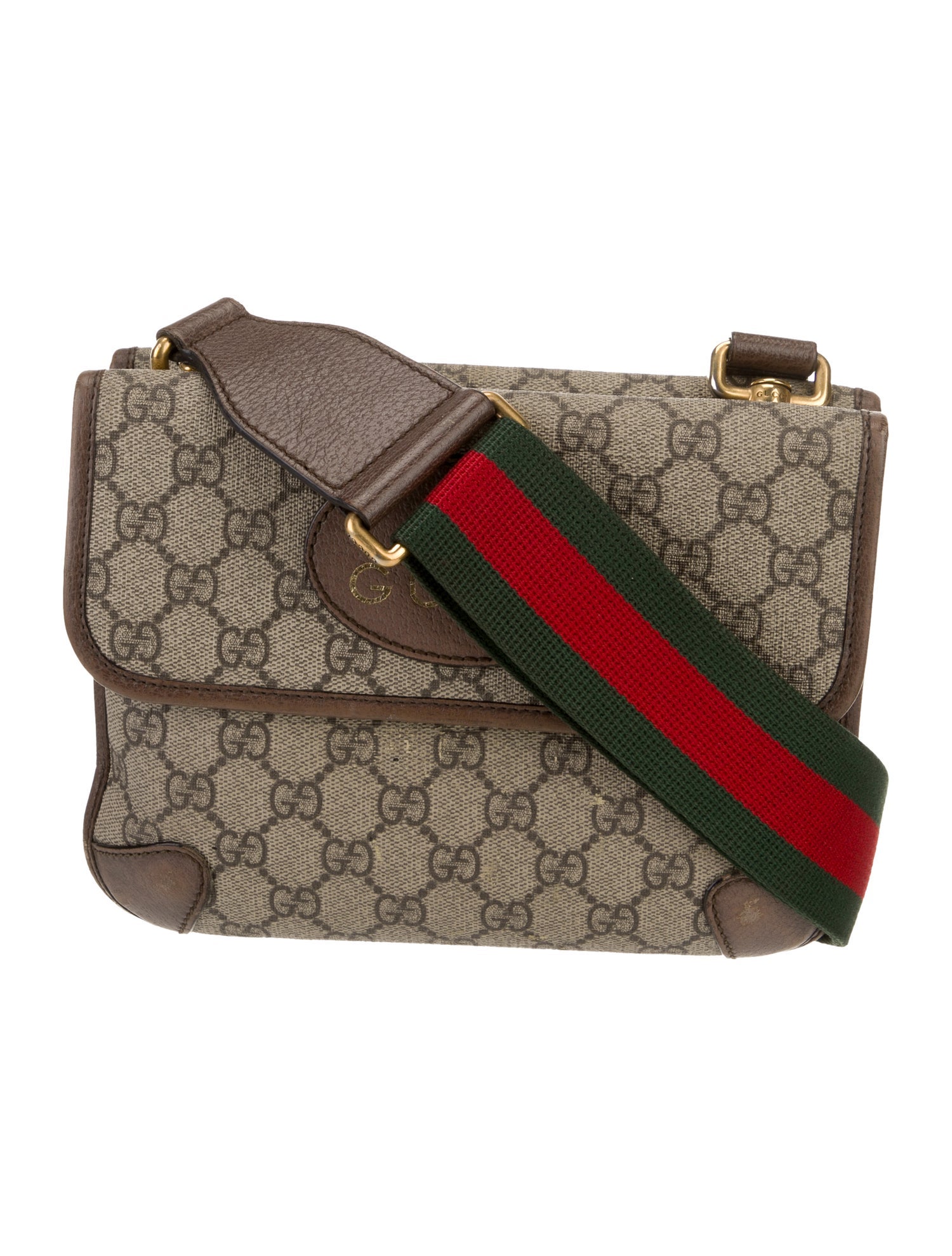Gucci GG Supreme GG Supreme Vintage Double Flap Messenger Bag