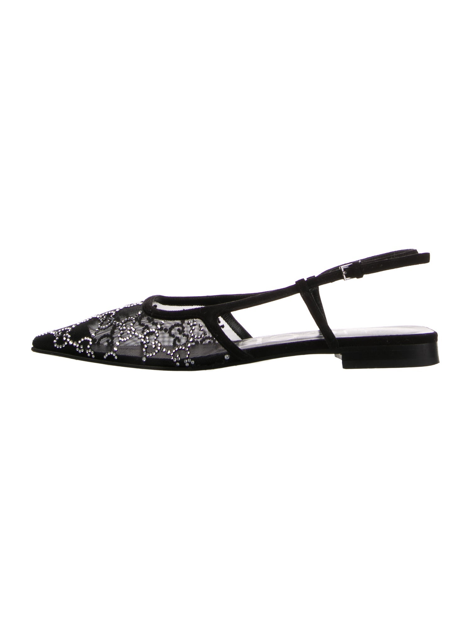 Gucci GG Crystal Mesh Slingback Flats