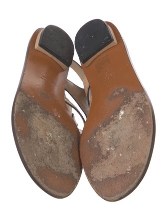 Gucci Bamboo Accent Leather T-Strap Sandals