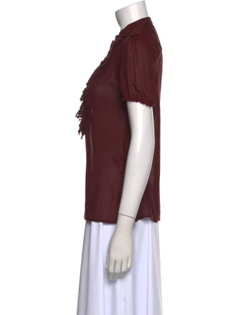 Gucci Silk Mock Neck Button-Up Top