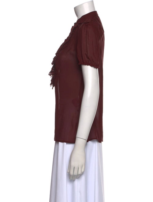 Gucci Silk Mock Neck Button-Up Top