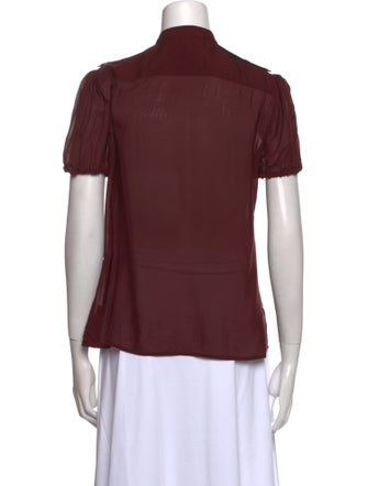 Gucci Silk Mock Neck Button-Up Top