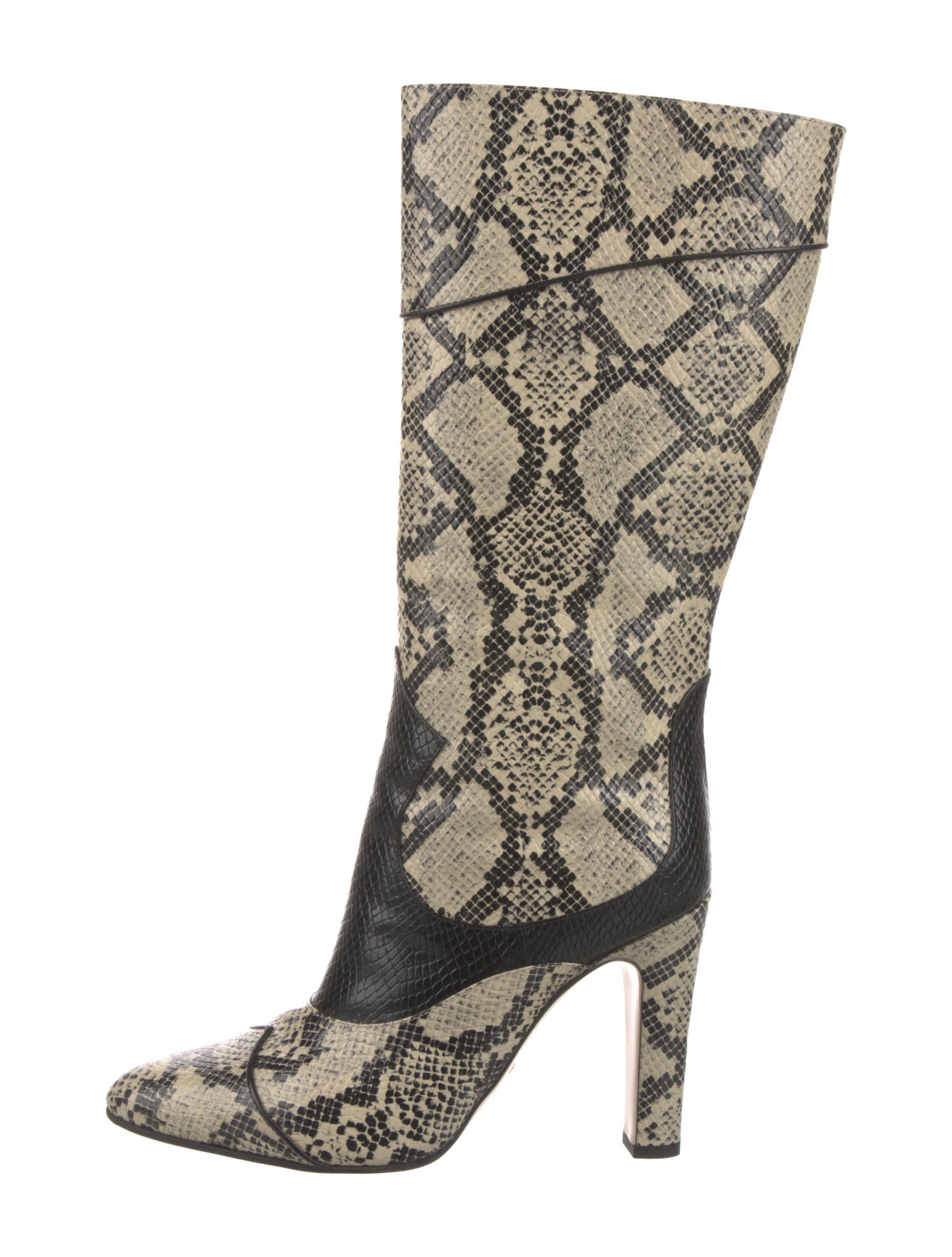 Gucci Leather Animal Print Boots