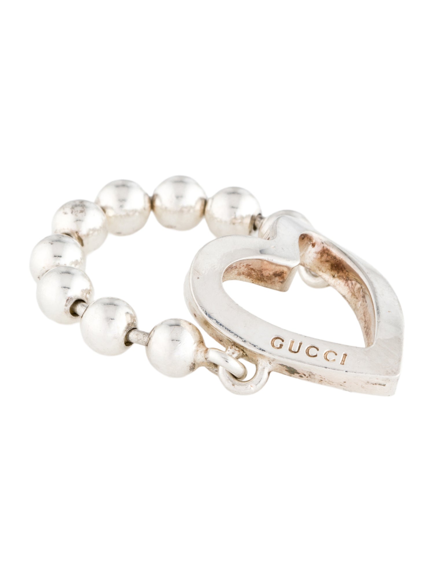 Gucci Heart Ball Chain Cocktail Ring