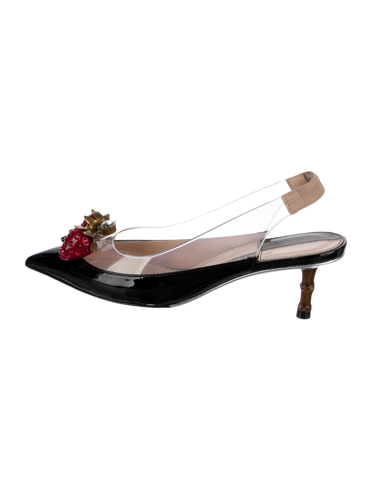 Gucci Bamboo Accent Patent Leather Slingback Pumps