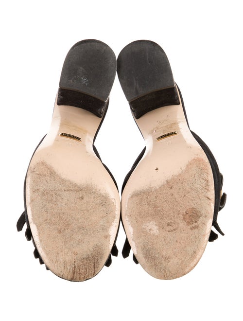 Gucci Suede Fringe Trim Accent Slides