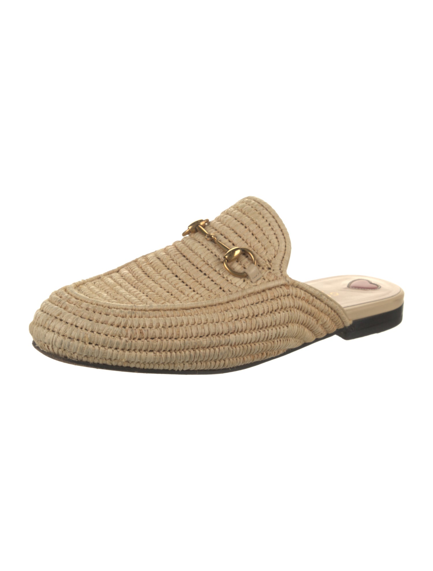 Gucci Horsebit Accent Raffia Mules