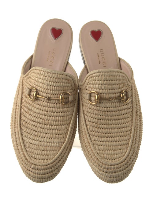 Gucci Horsebit Accent Raffia Mules