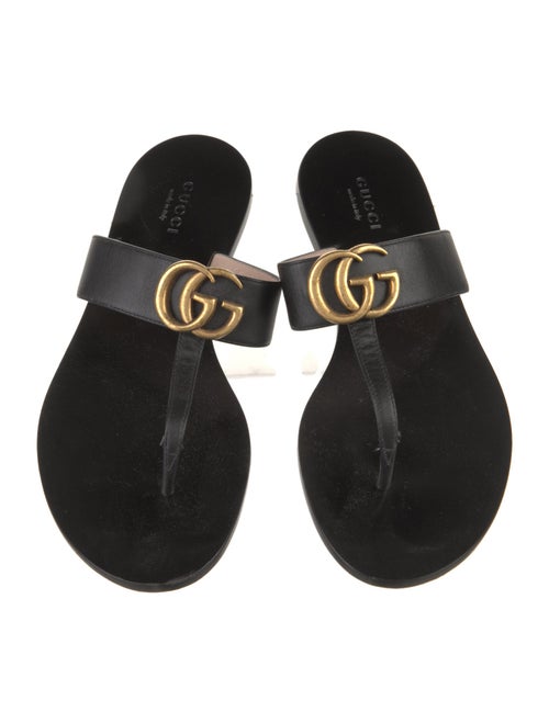 Gucci Double G Logo Leather Slippers