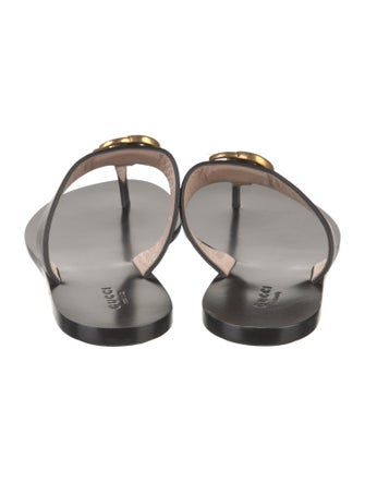Gucci Double G Logo Leather Slippers