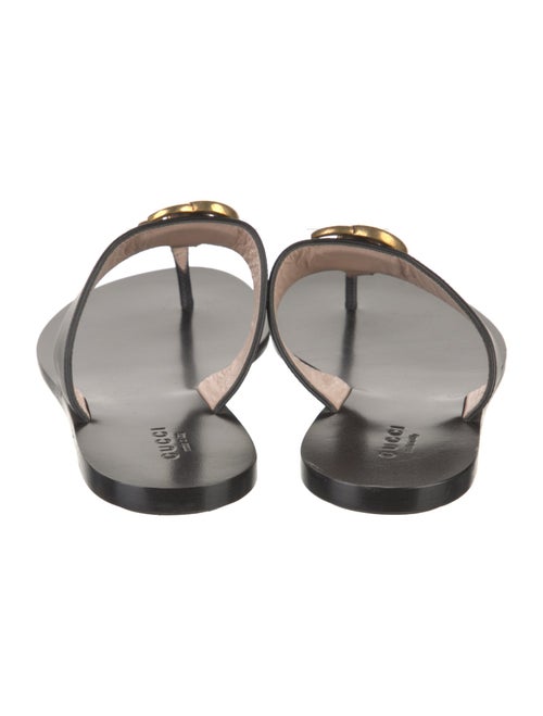 Gucci Double G Logo Leather Slippers