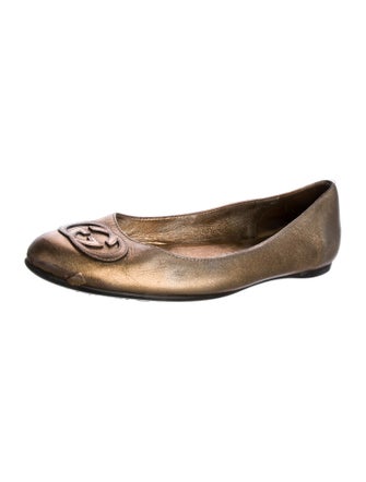 Gucci Interlocking G Logo Leather Ballet Flats