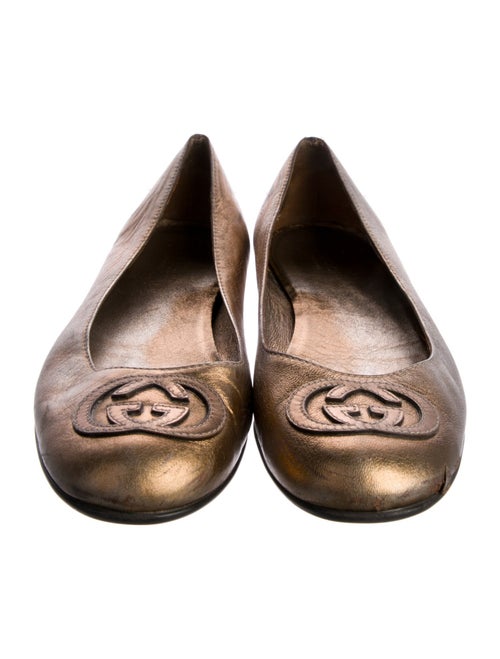 Gucci Interlocking G Logo Leather Ballet Flats