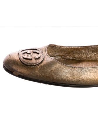 Gucci Interlocking G Logo Leather Ballet Flats