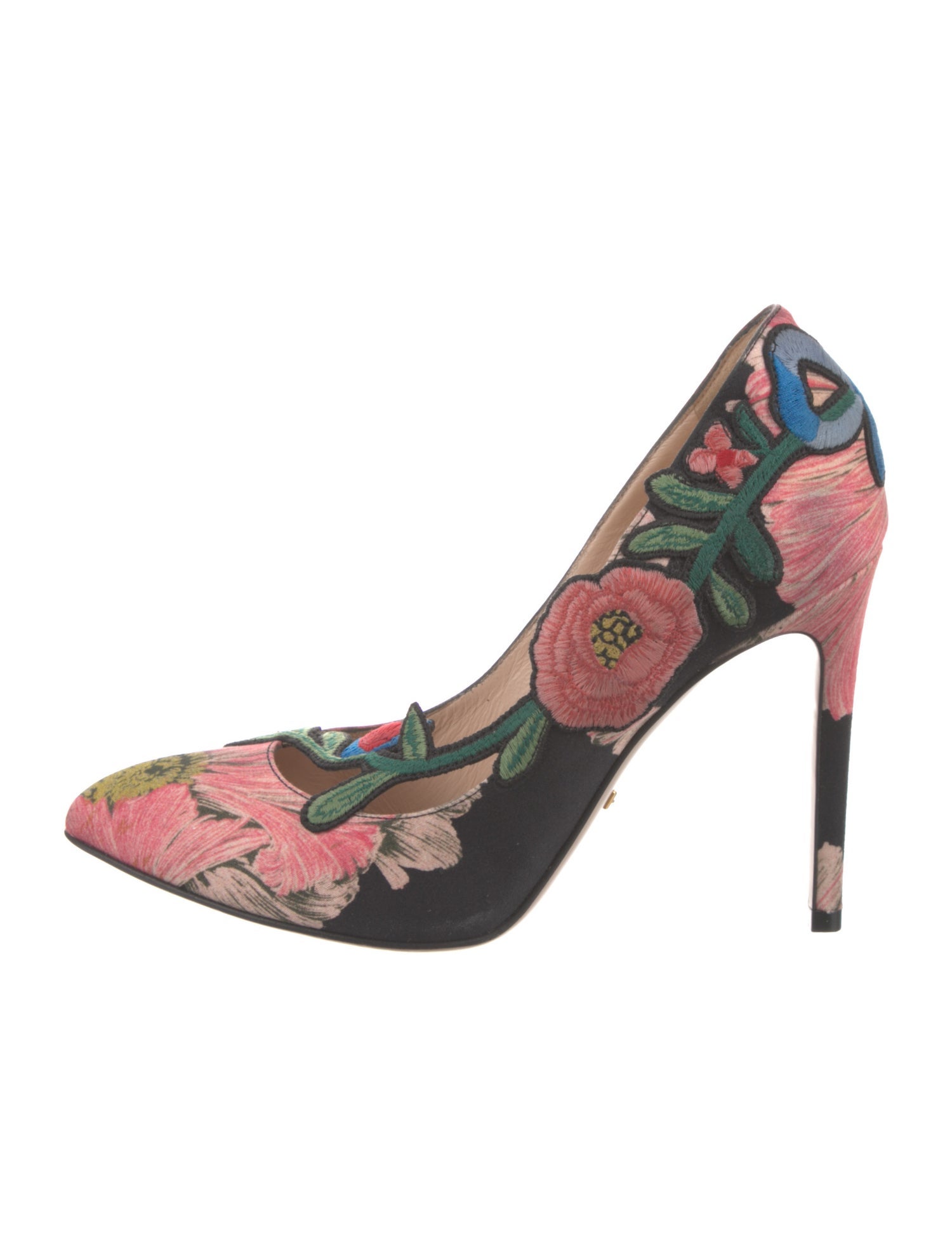 Gucci Floral Print Embroidered Accent Pumps