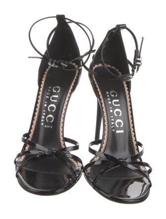 Gucci Double G Logo Patent Leather Sandals