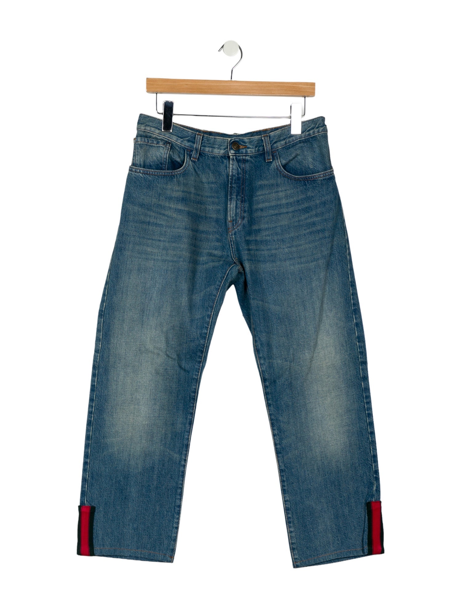 Gucci Web Accent Straight-Leg Jeans