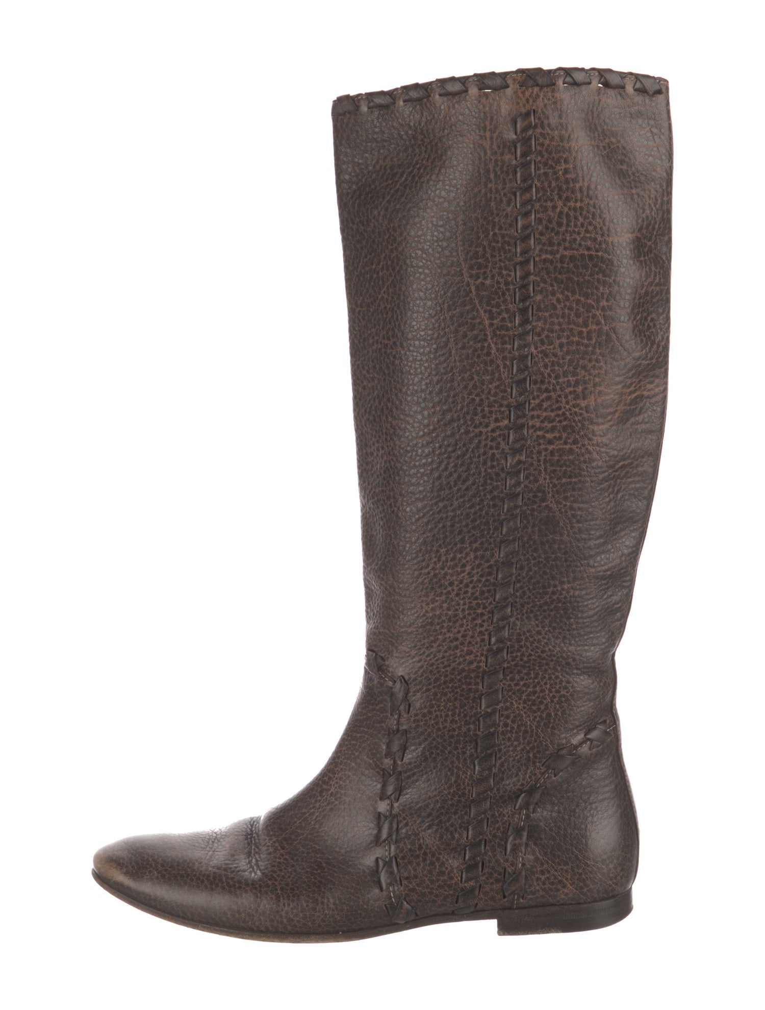 Gucci Web Accent Leather Riding Boots