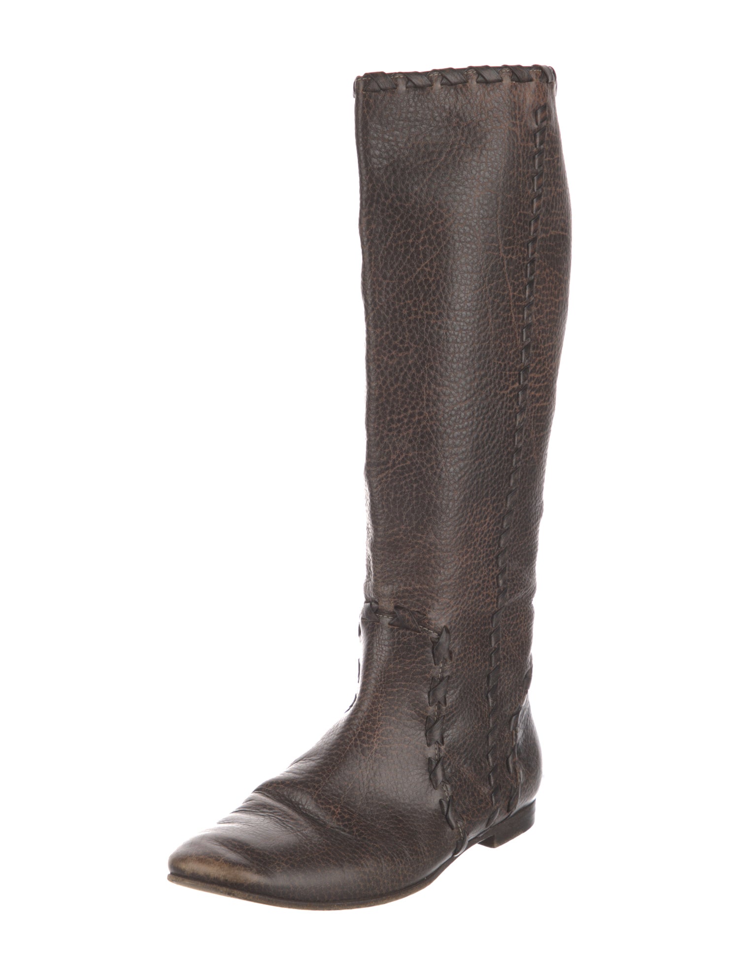 Gucci Web Accent Leather Riding Boots