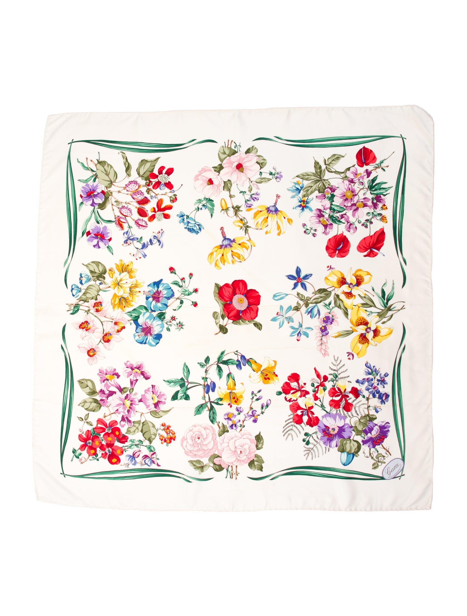 Gucci Silk Floral Print Scarf