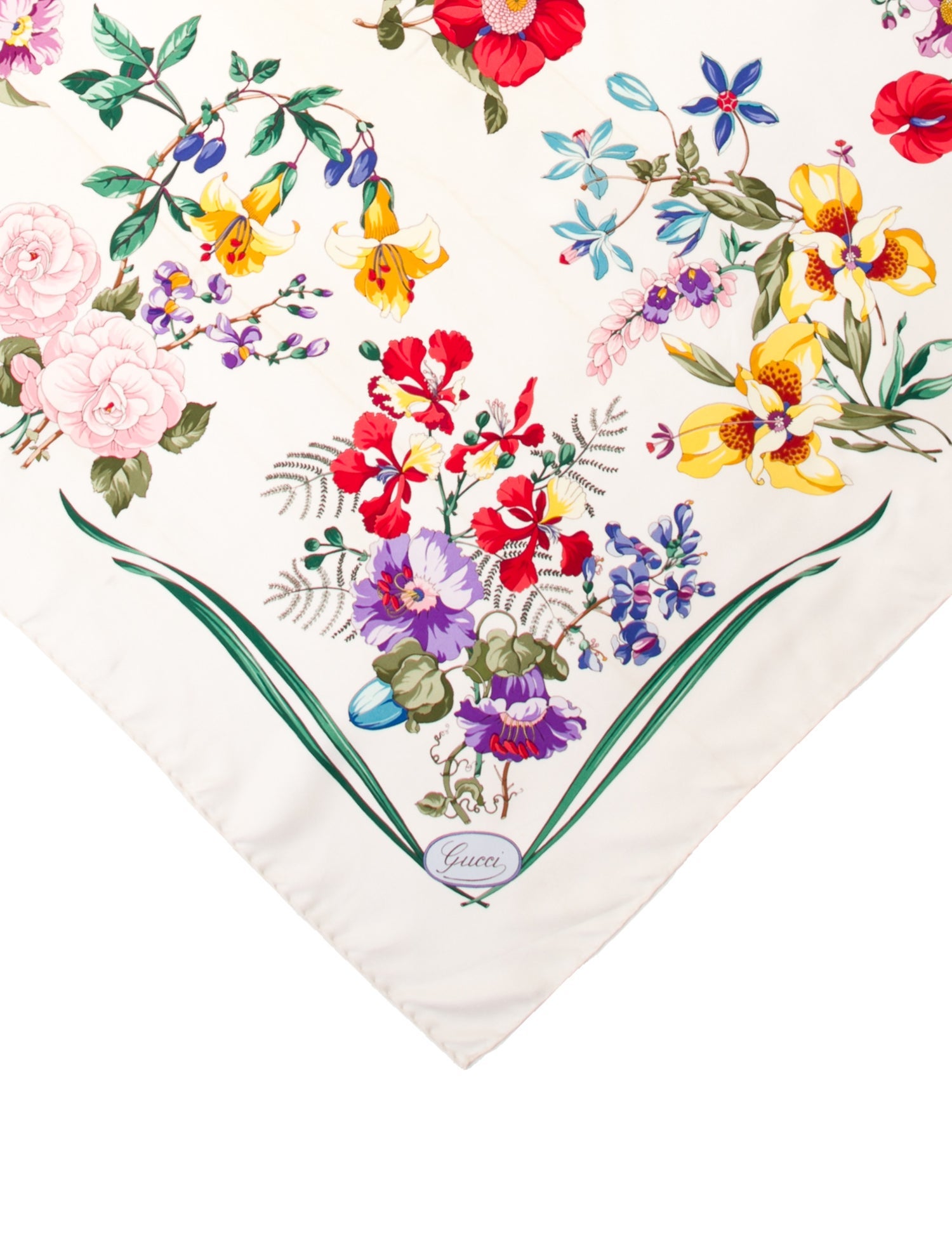 Gucci Silk Floral Print Scarf