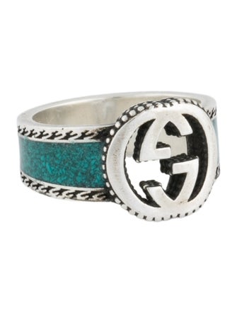 Gucci Enamel Interlocking G Band Ring