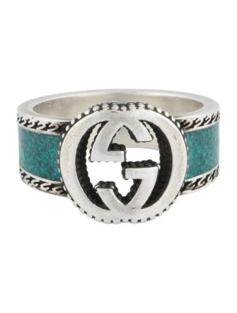 Gucci Enamel Interlocking G Band Ring