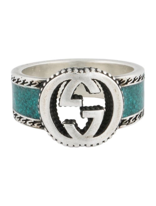 Gucci Enamel Interlocking G Band Ring