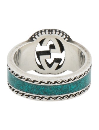 Gucci Enamel Interlocking G Band Ring