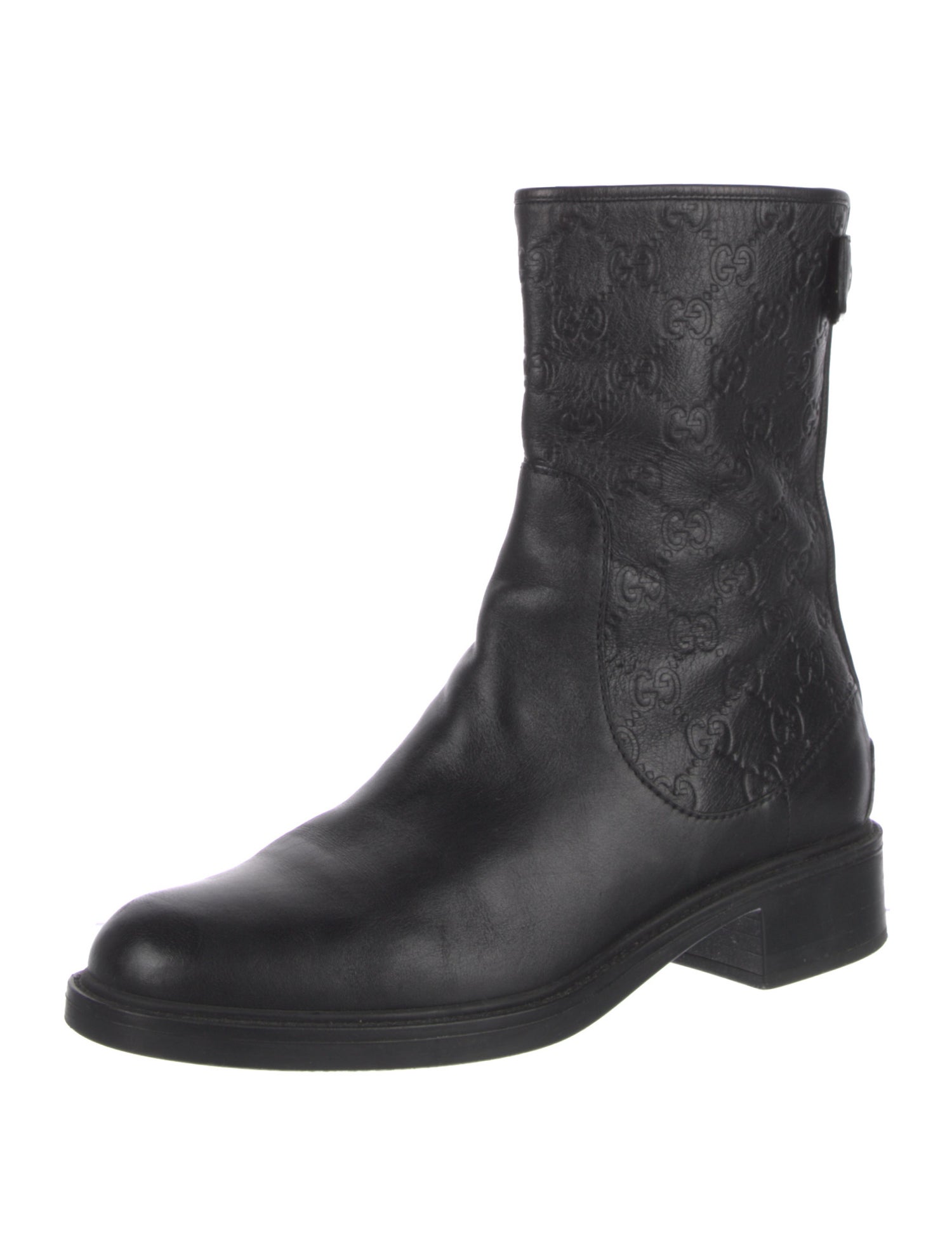 Gucci GG Embossed Embossed Leather Moto Boots