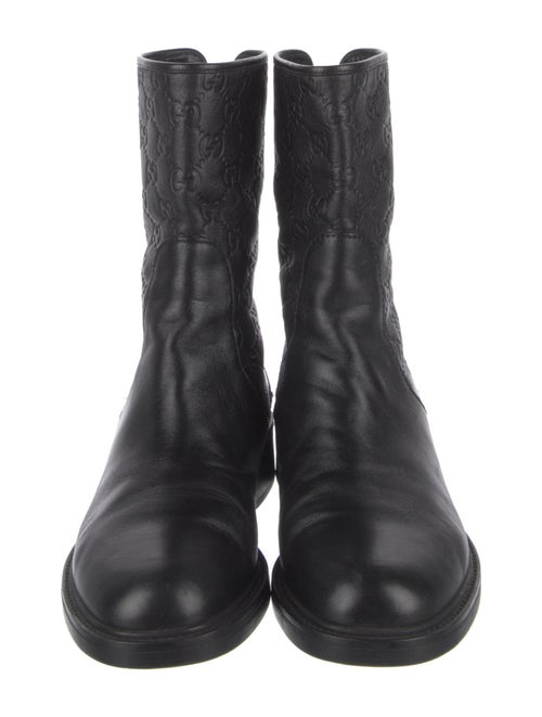 Gucci GG Embossed Embossed Leather Moto Boots