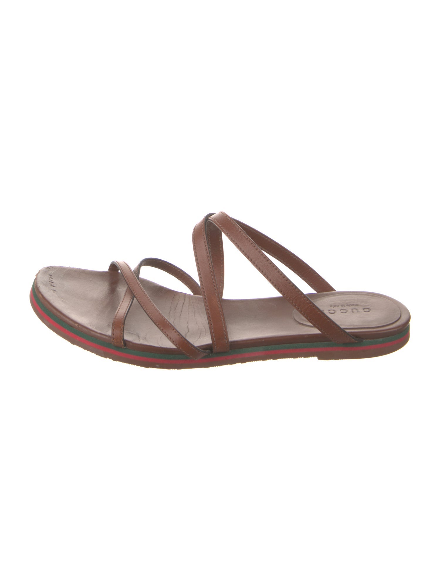 Gucci Web Accent Leather Slides