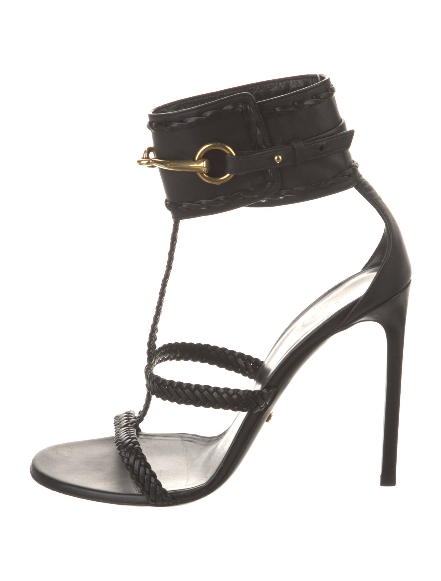 Gucci Horsebit Accent Leather T-Strap Sandals