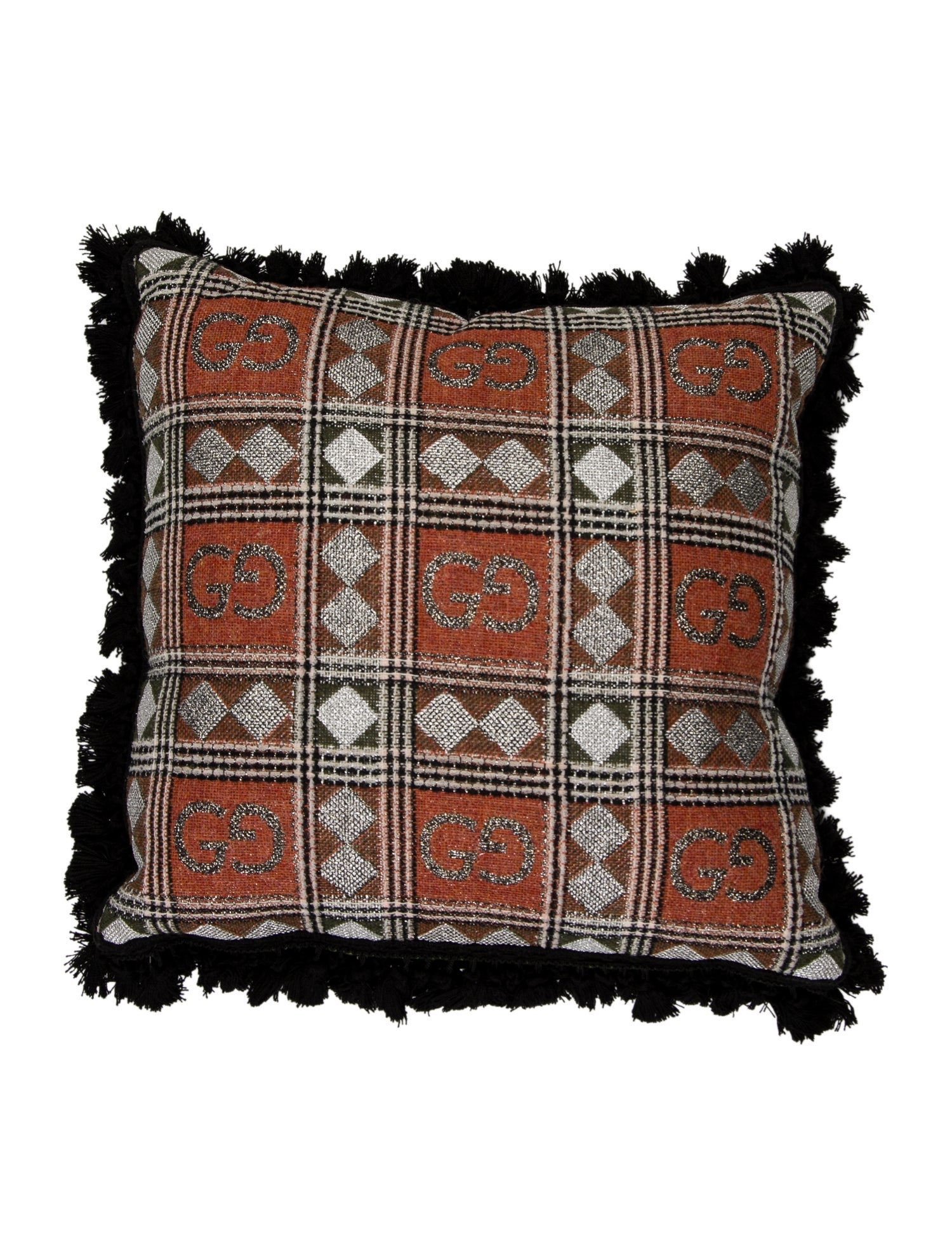 Gucci Tweed Metallic GG Throw Pillow