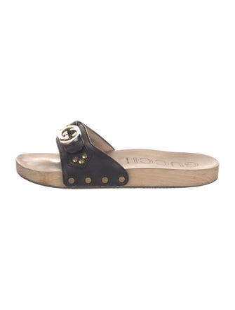 Gucci Interlocking G Logo Leather Slides